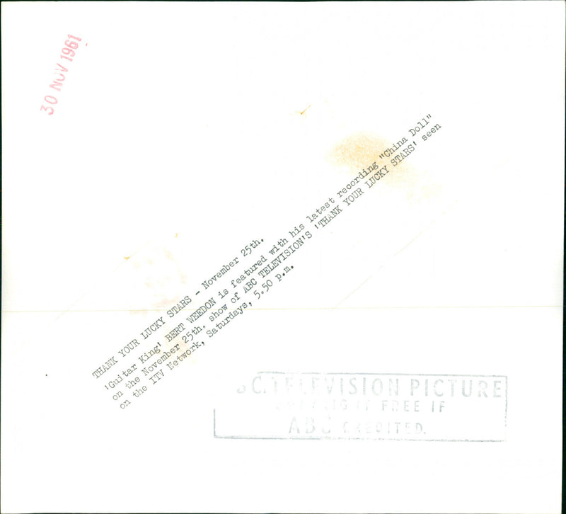 Bert Weedon - Vintage Photograph