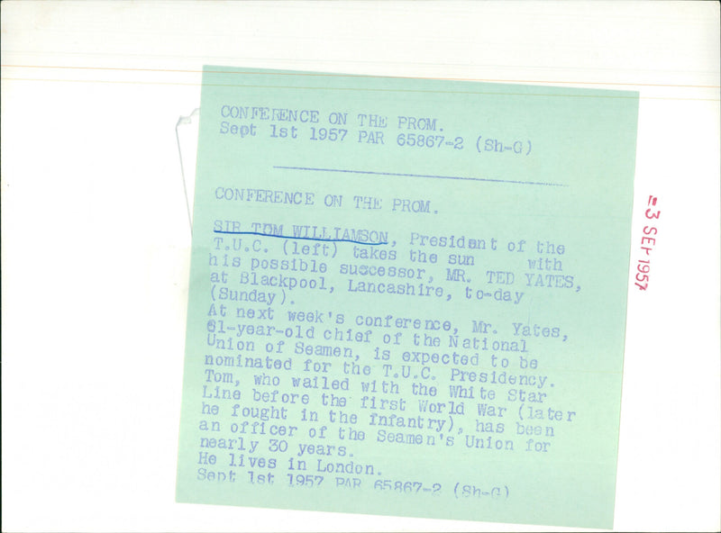 Sir Tom Williamson - Vintage Photograph