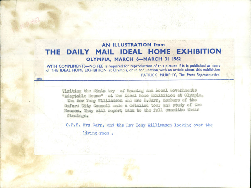 Tony Williamson, Mrs D. Carr - Vintage Photograph