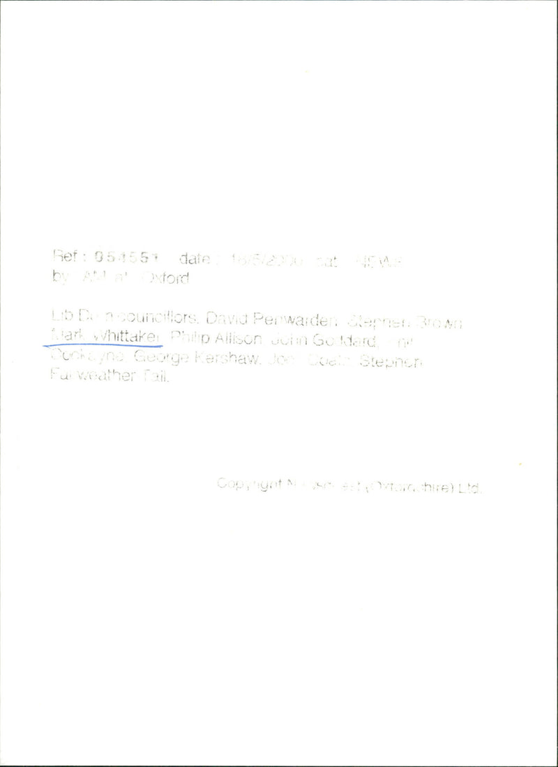 Mark Whittaker - Vintage Photograph