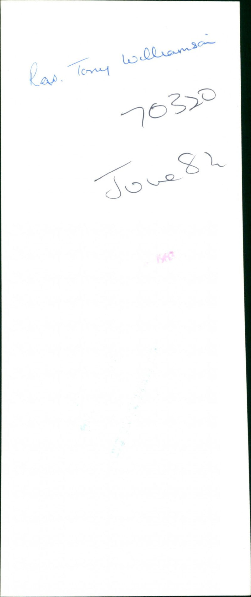 Tony Williamson - Vintage Photograph