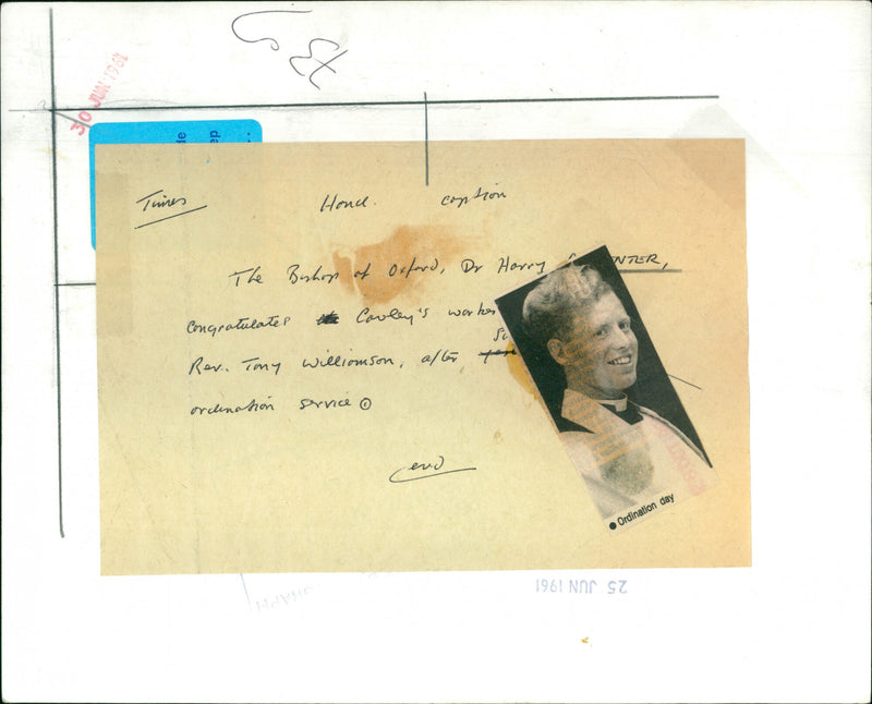 Harry Carpenter, Rev. Tony Williamson - Vintage Photograph