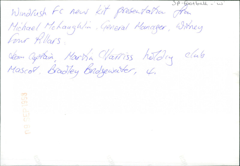 Windrush FC new kit presentation - Vintage Photograph