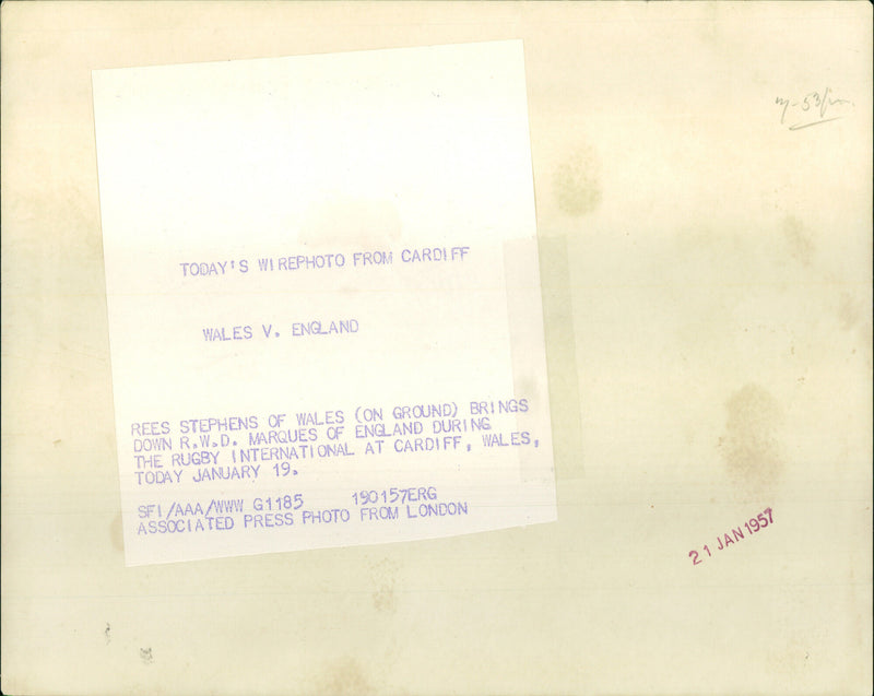 Wales v England - Vintage Photograph