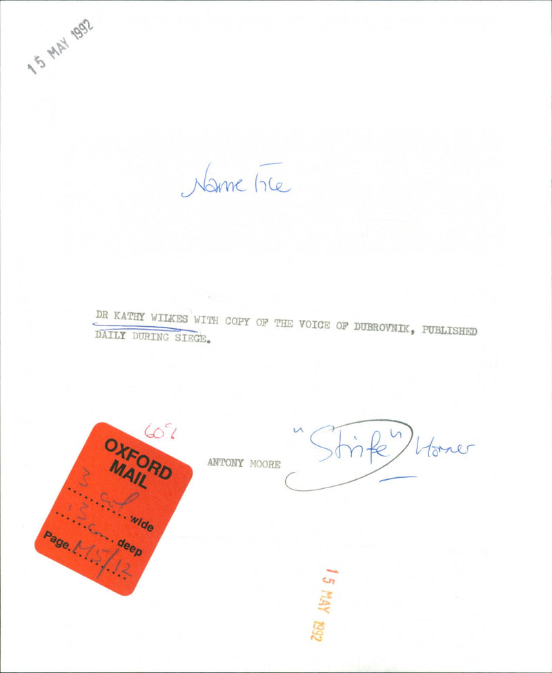 Dr Kathy Wilkes - Vintage Photograph