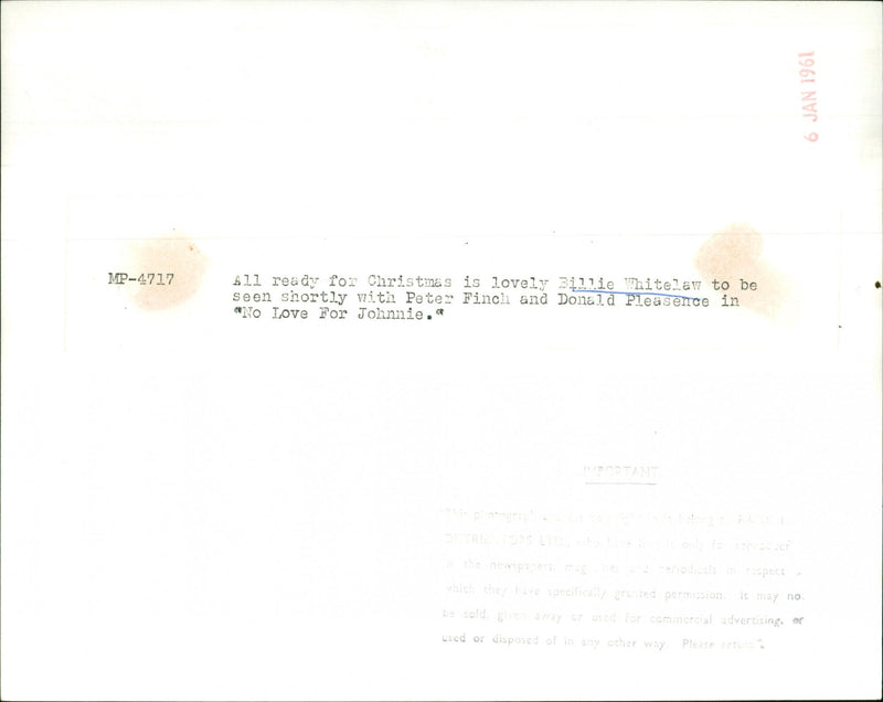 Billie Whitelaw - Vintage Photograph