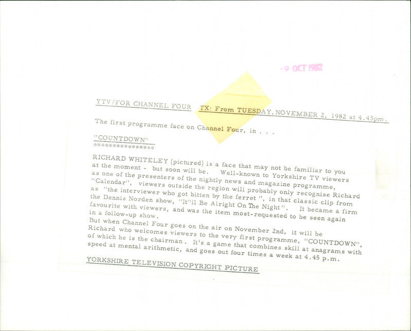 Richard Whiteley - Vintage Photograph