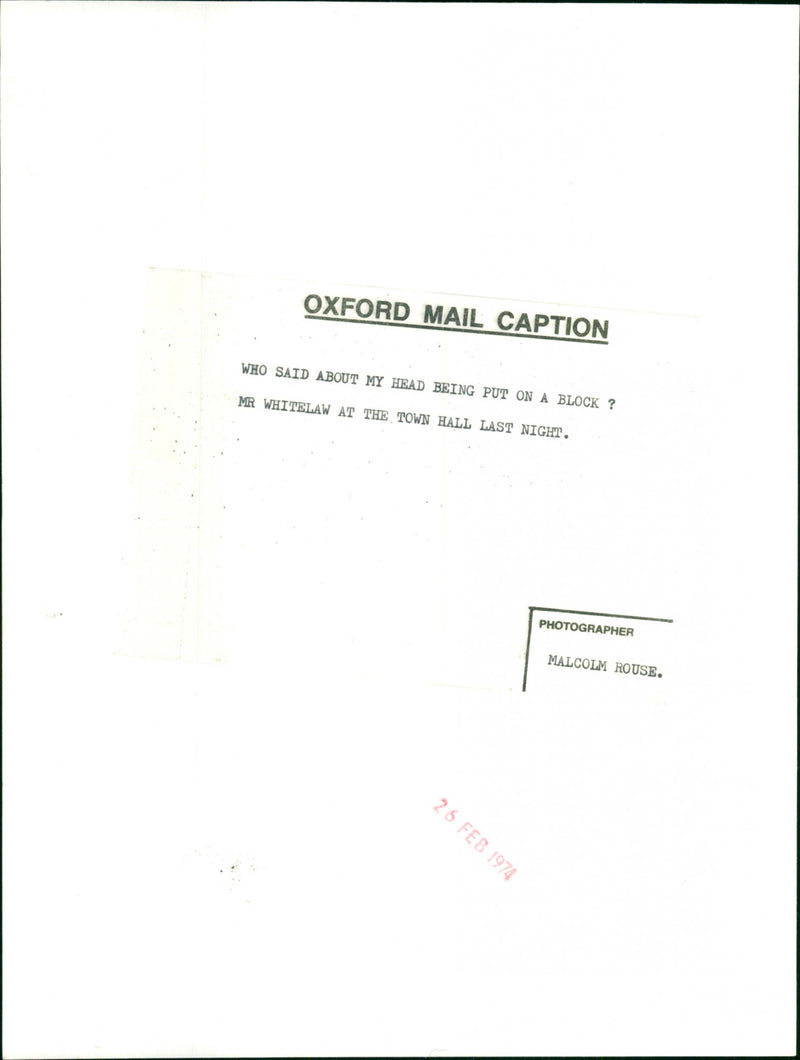 Mr Wiliam Whitelaw - Vintage Photograph