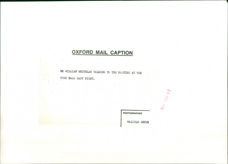 Mr Wiliam Whitelaw - Vintage Photograph