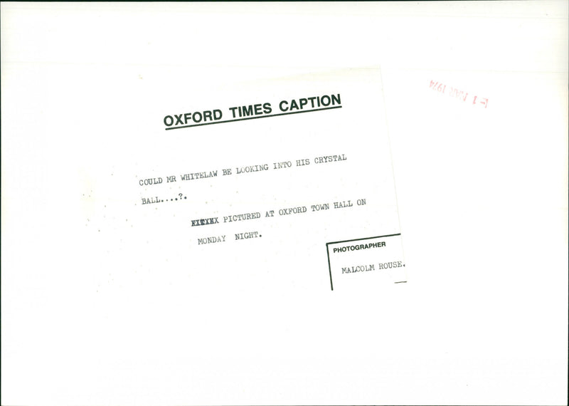 Mr Whitelaw - Vintage Photograph