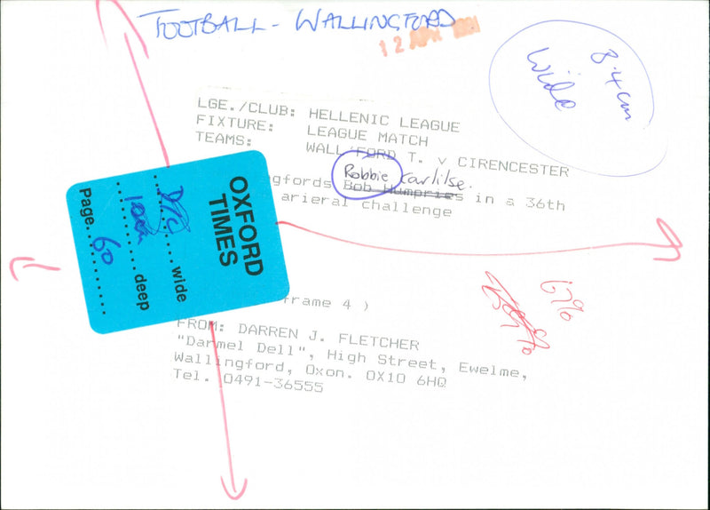 Robbie Carlilse, league match - Vintage Photograph