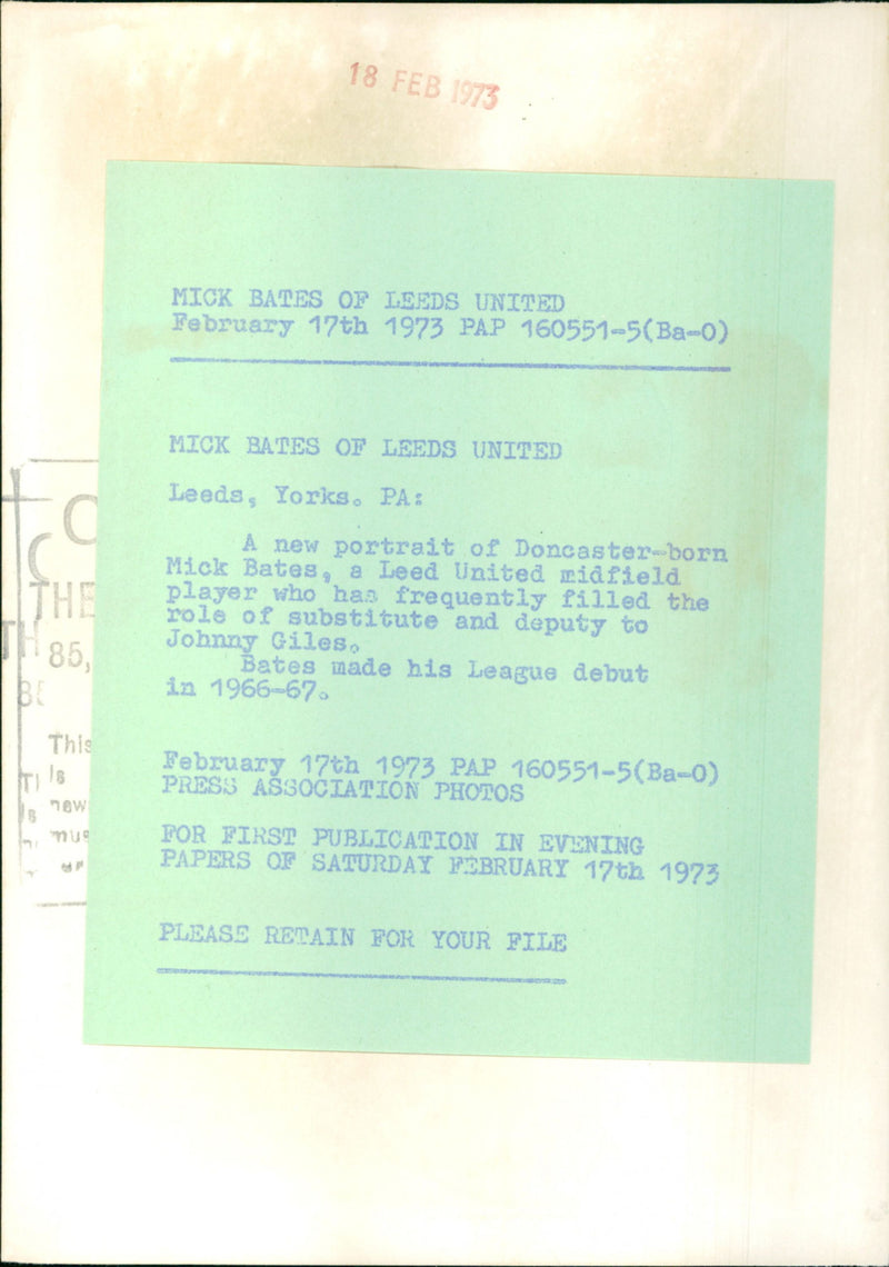 Mick Bates - Vintage Photograph