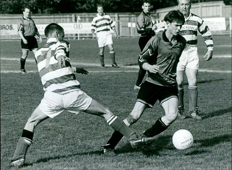 Berinsfield v Evenlode football match - Vintage Photograph