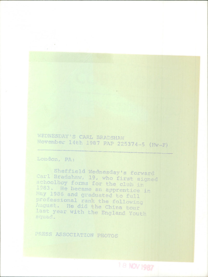 Carl Bradshaw - Vintage Photograph