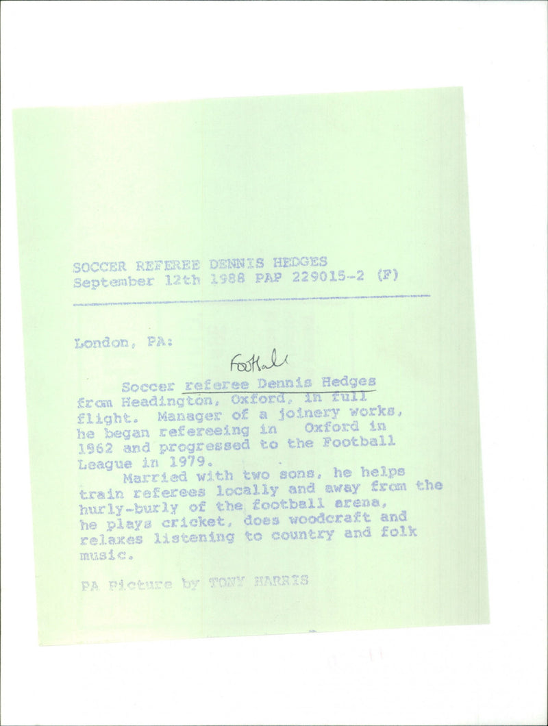 Dennis Hedges - Vintage Photograph