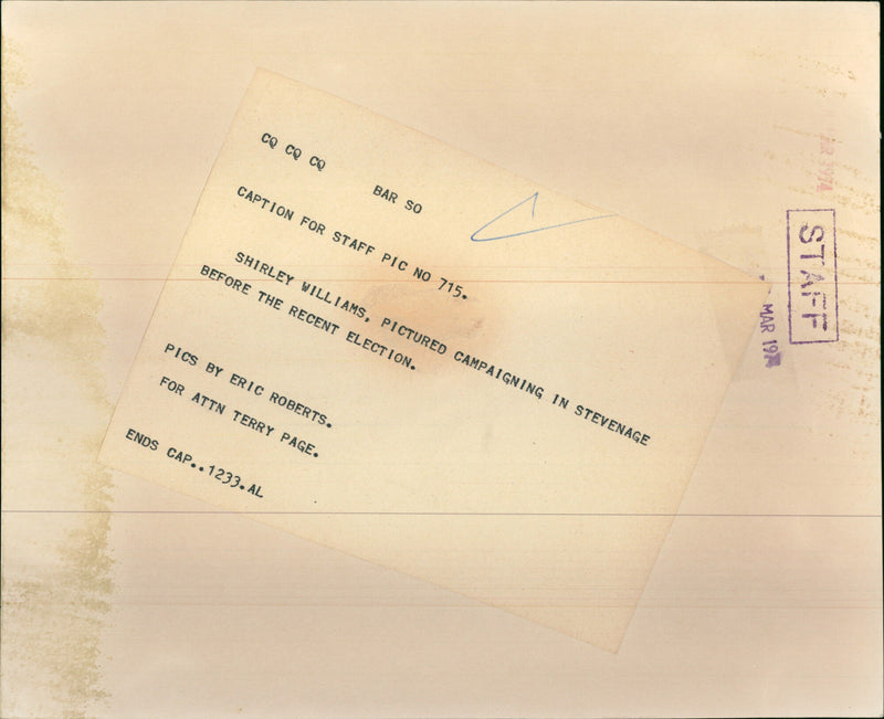 Shirley Williams - Vintage Photograph