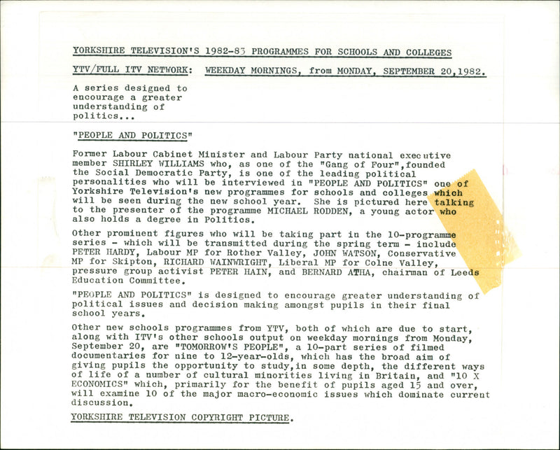 Mrs. Shirley Williams - Vintage Photograph