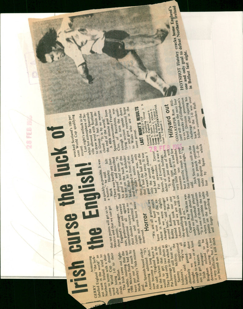 Mark Hateley - Vintage Photograph