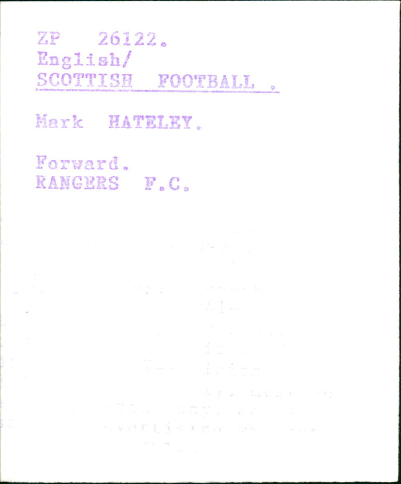 Mark Hateley - Vintage Photograph