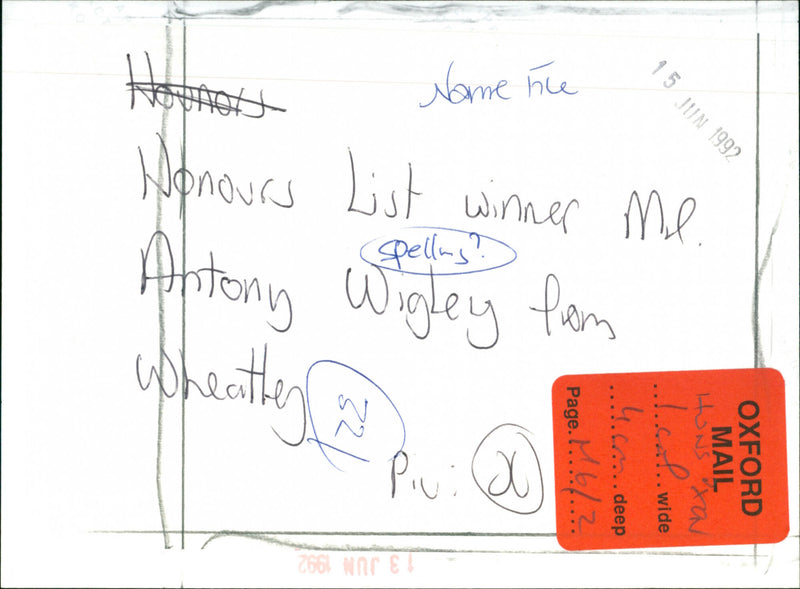 Antony Wigley - Vintage Photograph