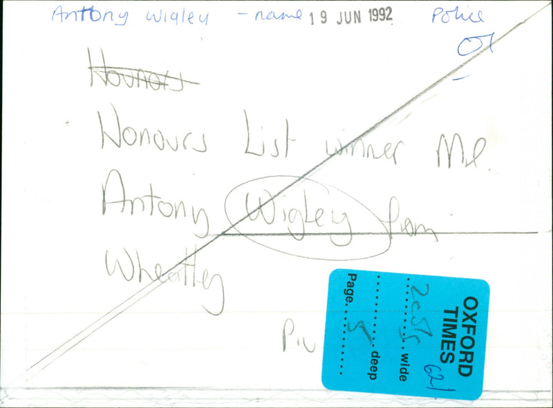 Antony Wigley - Vintage Photograph