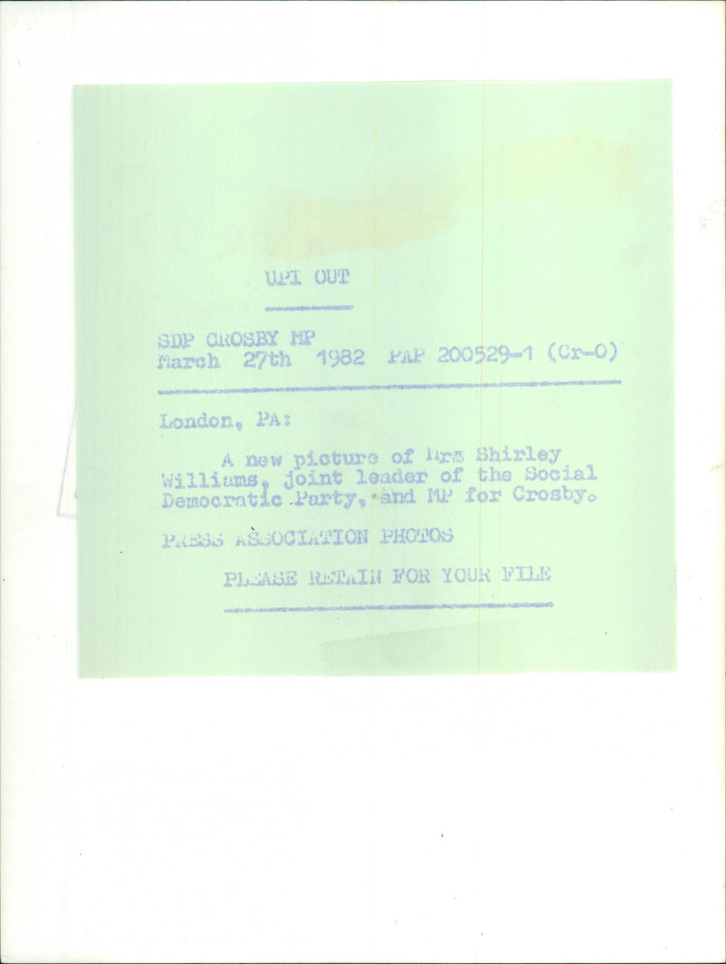 Mrs. Shirley Williams - Vintage Photograph