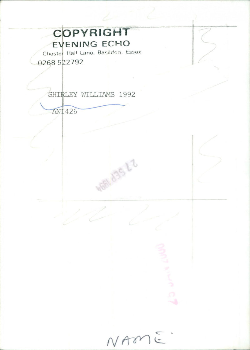 Shirley Williams - Vintage Photograph