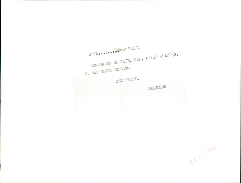 Col David Whitten - Vintage Photograph