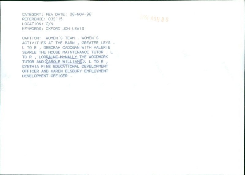 Carole Williams - Vintage Photograph