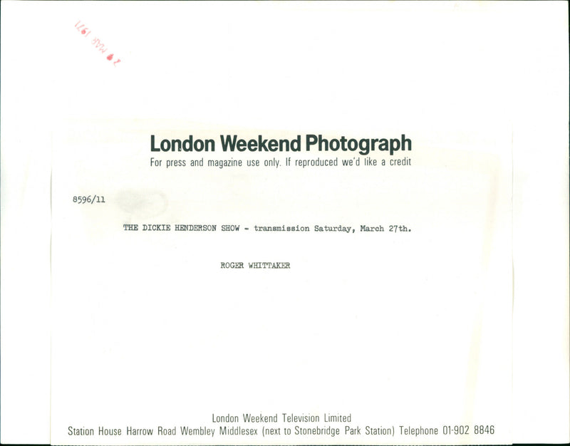 Roger Whittaker - Vintage Photograph