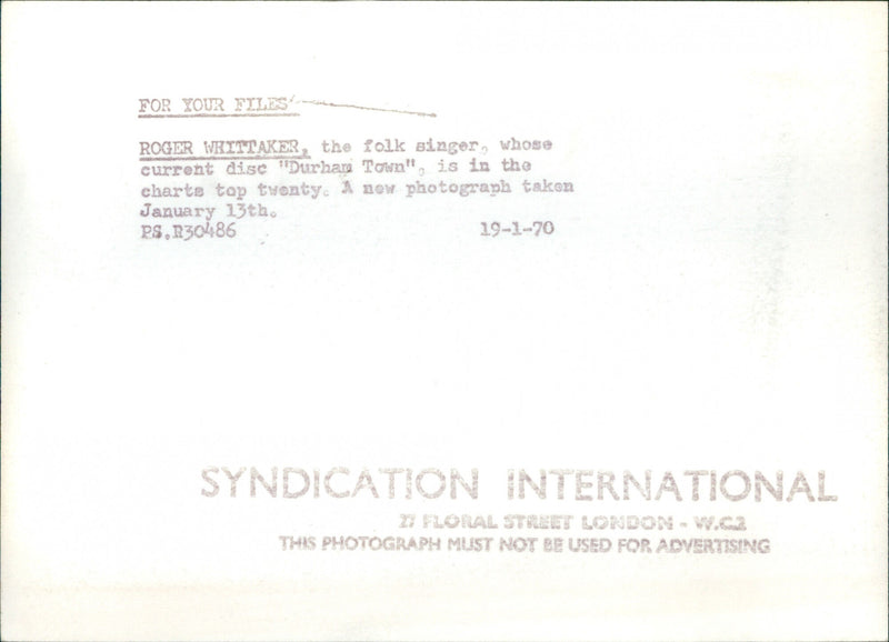 Roger Whittaker - Vintage Photograph
