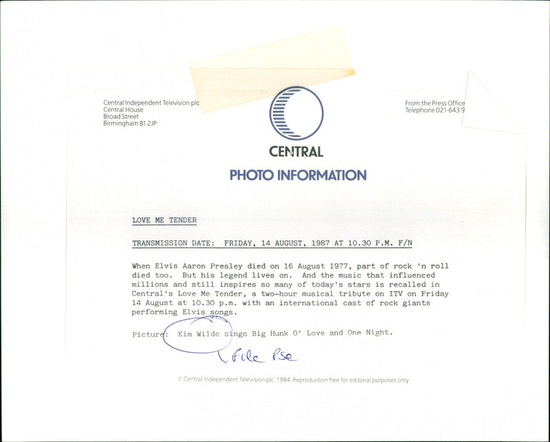 Kim Wilde - Vintage Photograph