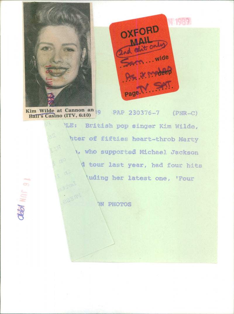 Kim Wilde - Vintage Photograph