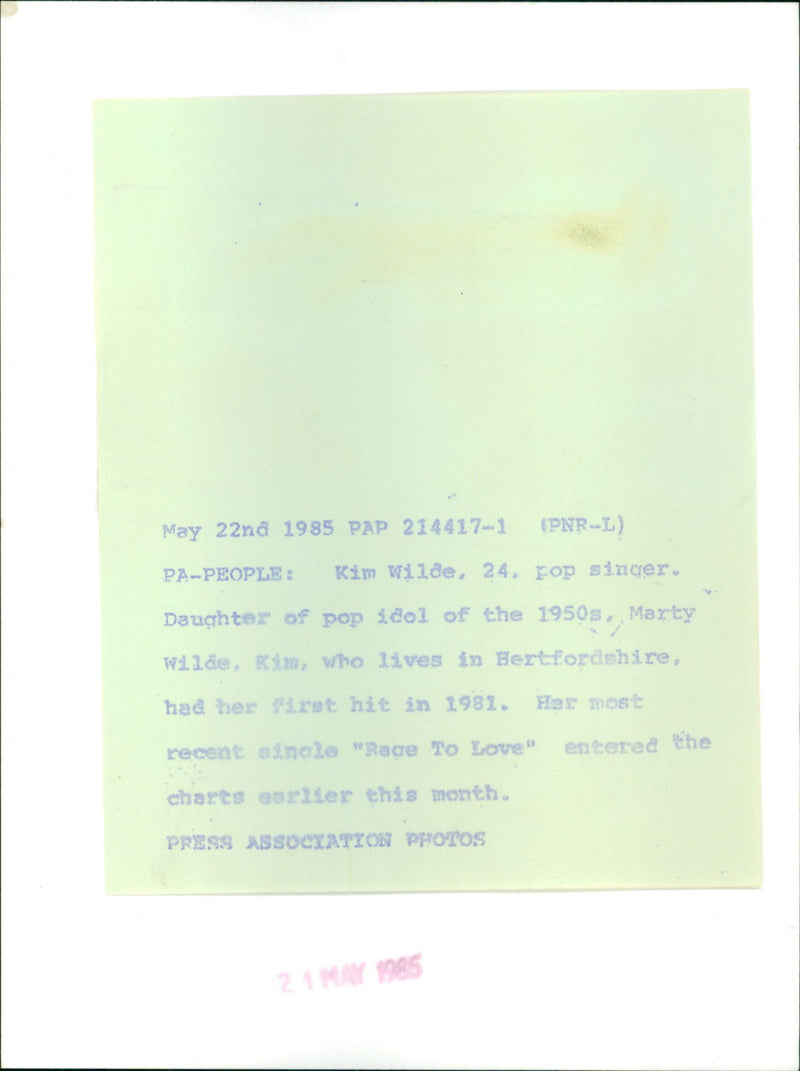 Kim Wilde - Vintage Photograph