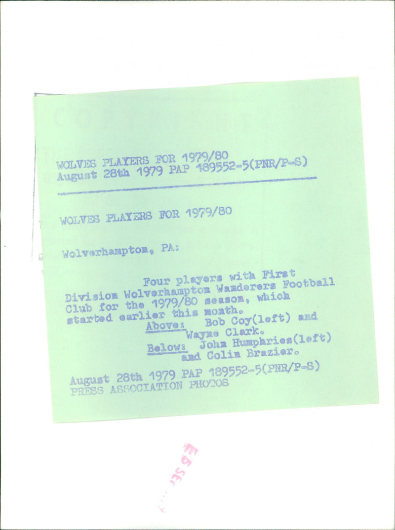 Bob Coy, Wayae Clark, John Humphries, Colin Brazier of Wolverhampton team - Vintage Photograph