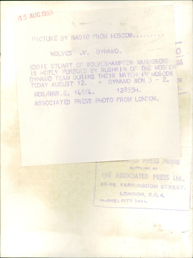 Eddie Stuart of Wolverhampton in Moscow match - Vintage Photograph