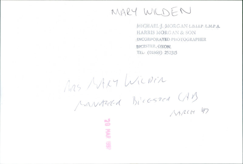 Mary Wilden - Vintage Photograph