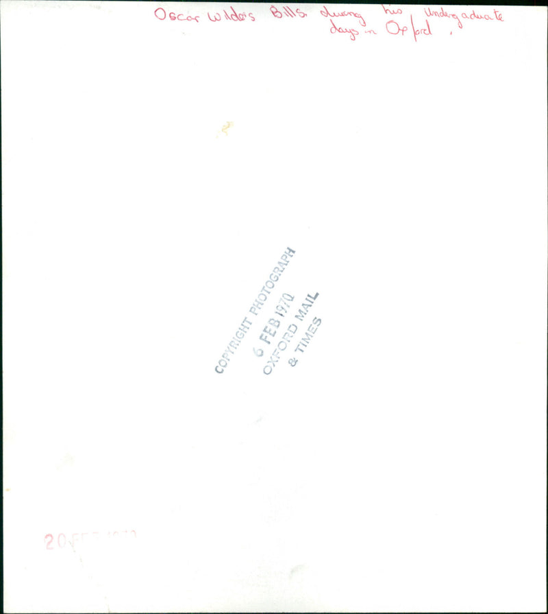 Oscar Wildes Bills - Vintage Photograph