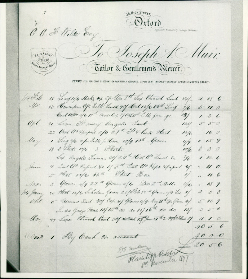 Oscar Wildes Bills - Vintage Photograph