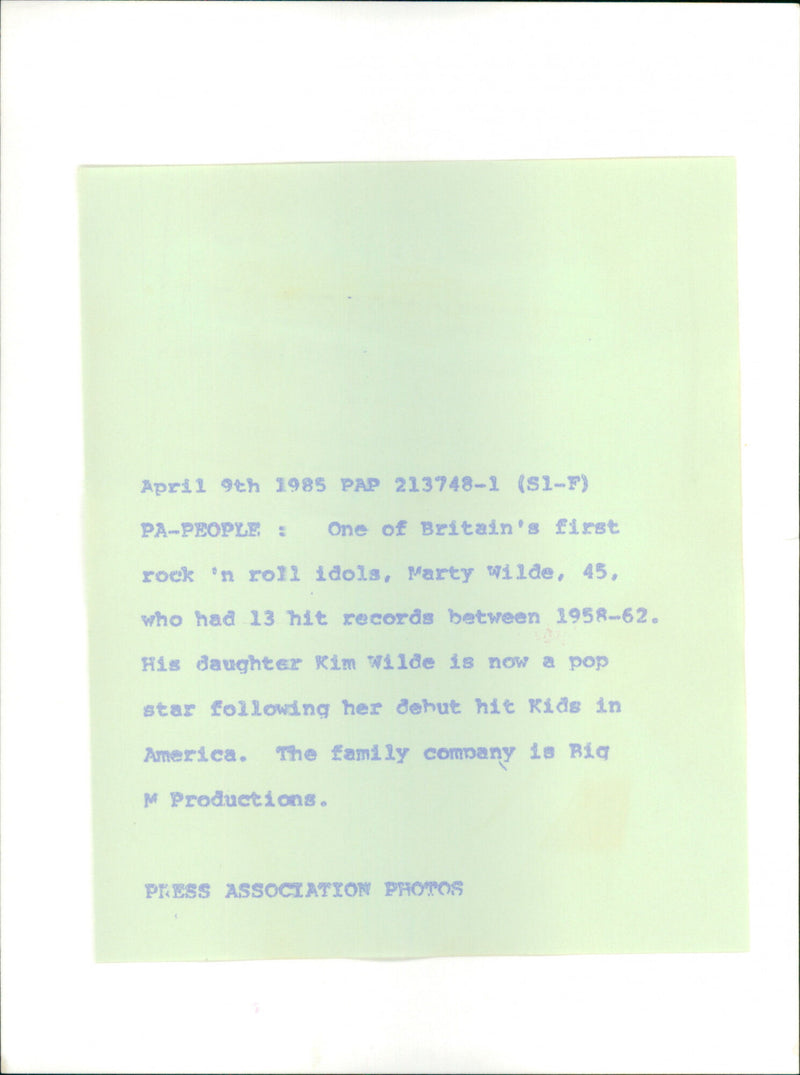 Marty Wilde - Vintage Photograph