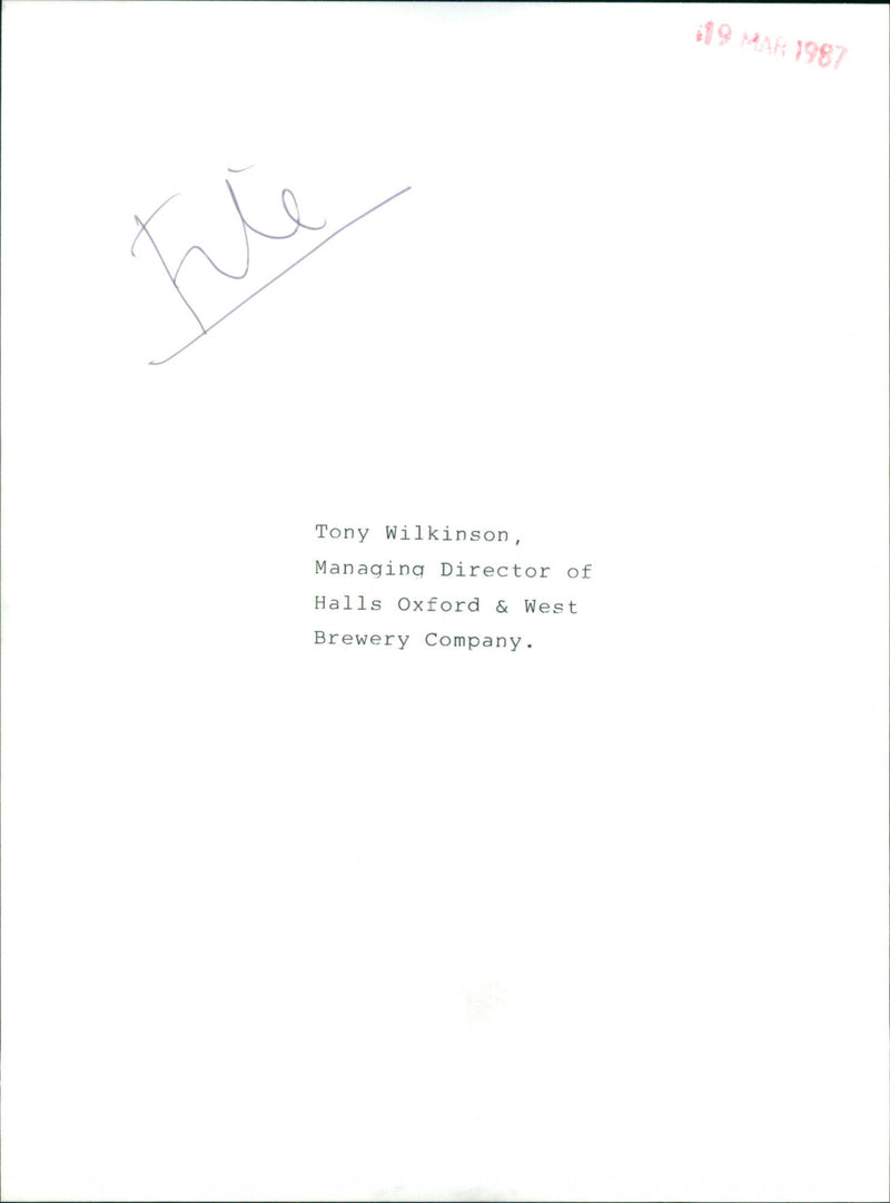 Tony Wilkinson - Vintage Photograph