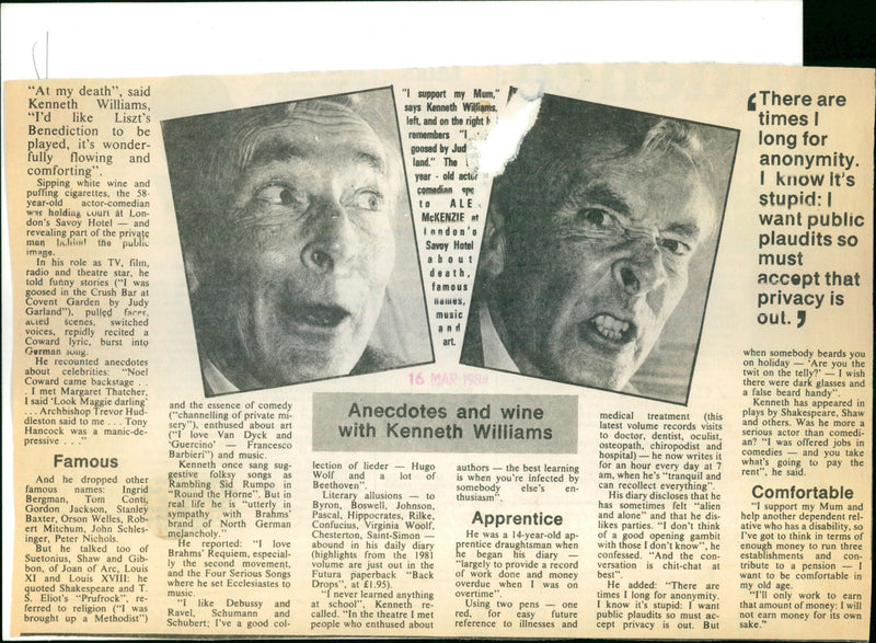 Kenneth Williams - Vintage Photograph