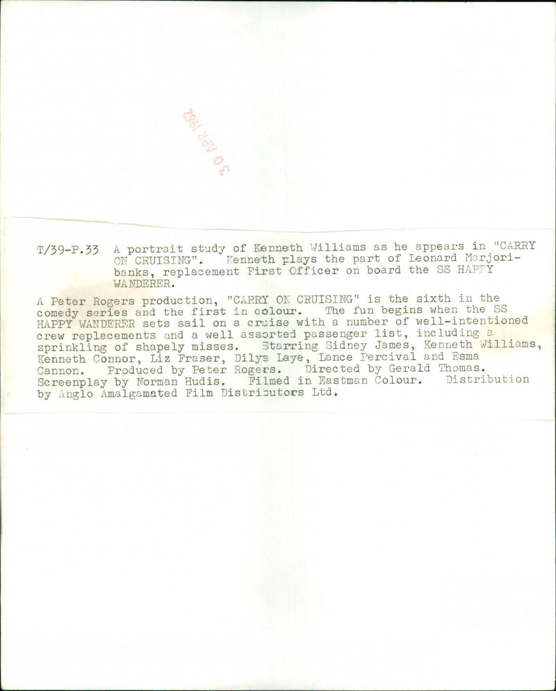 Kenneth Williams - Vintage Photograph