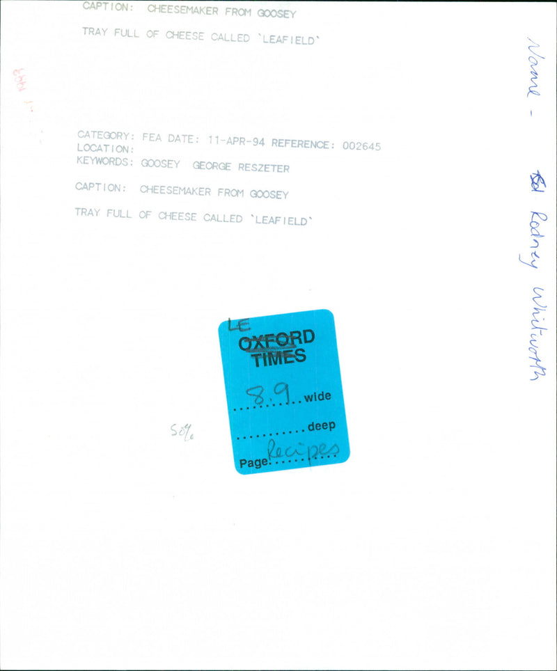 Cheesemaker from Goosey - Vintage Photograph