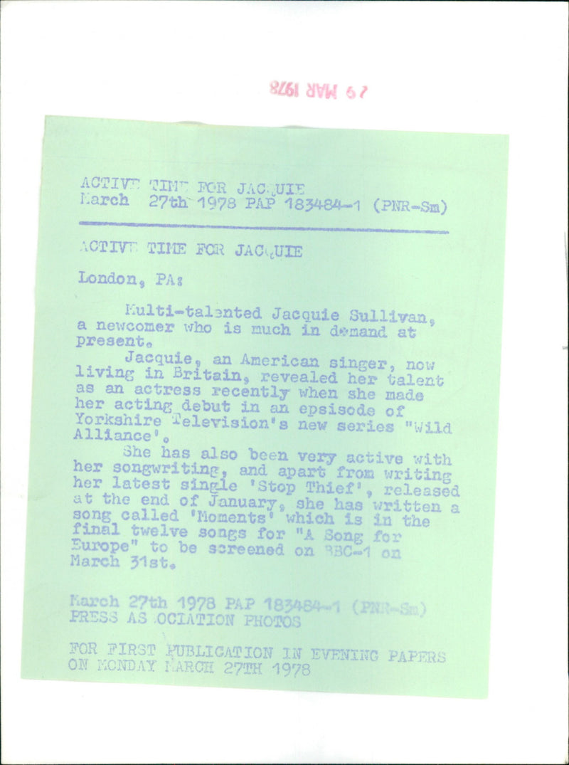 Jacquie Sullivan - Vintage Photograph