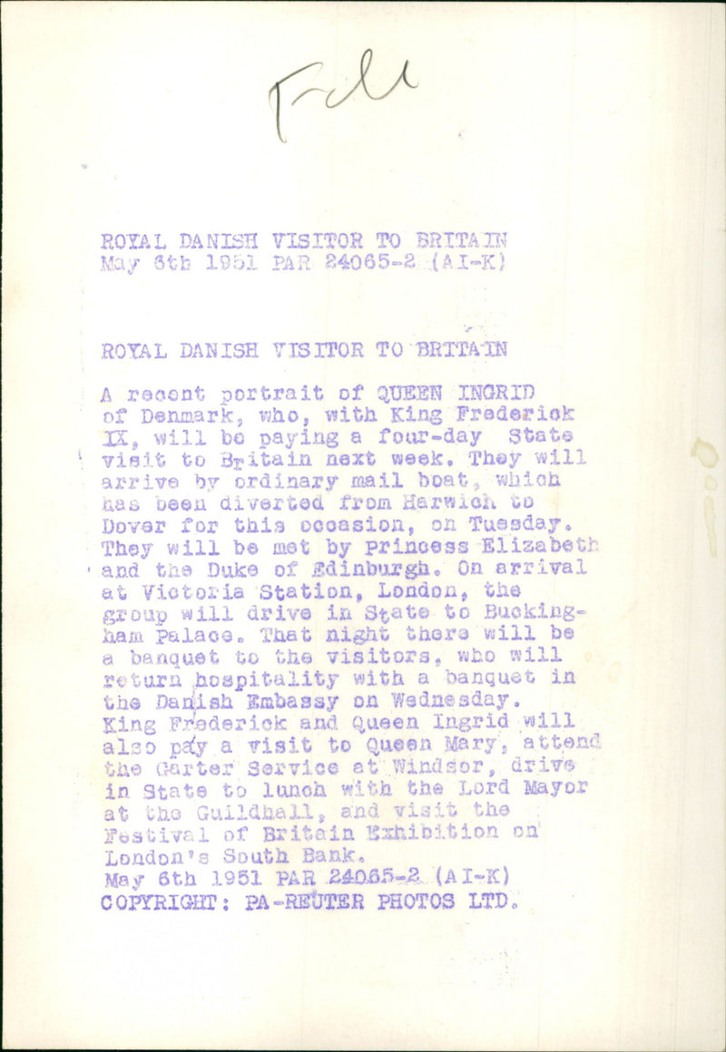 Queen Ingrid of Denmark - Vintage Photograph