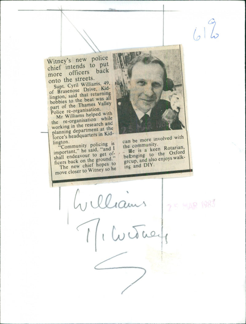 Supt. Cyril Williams - Vintage Photograph