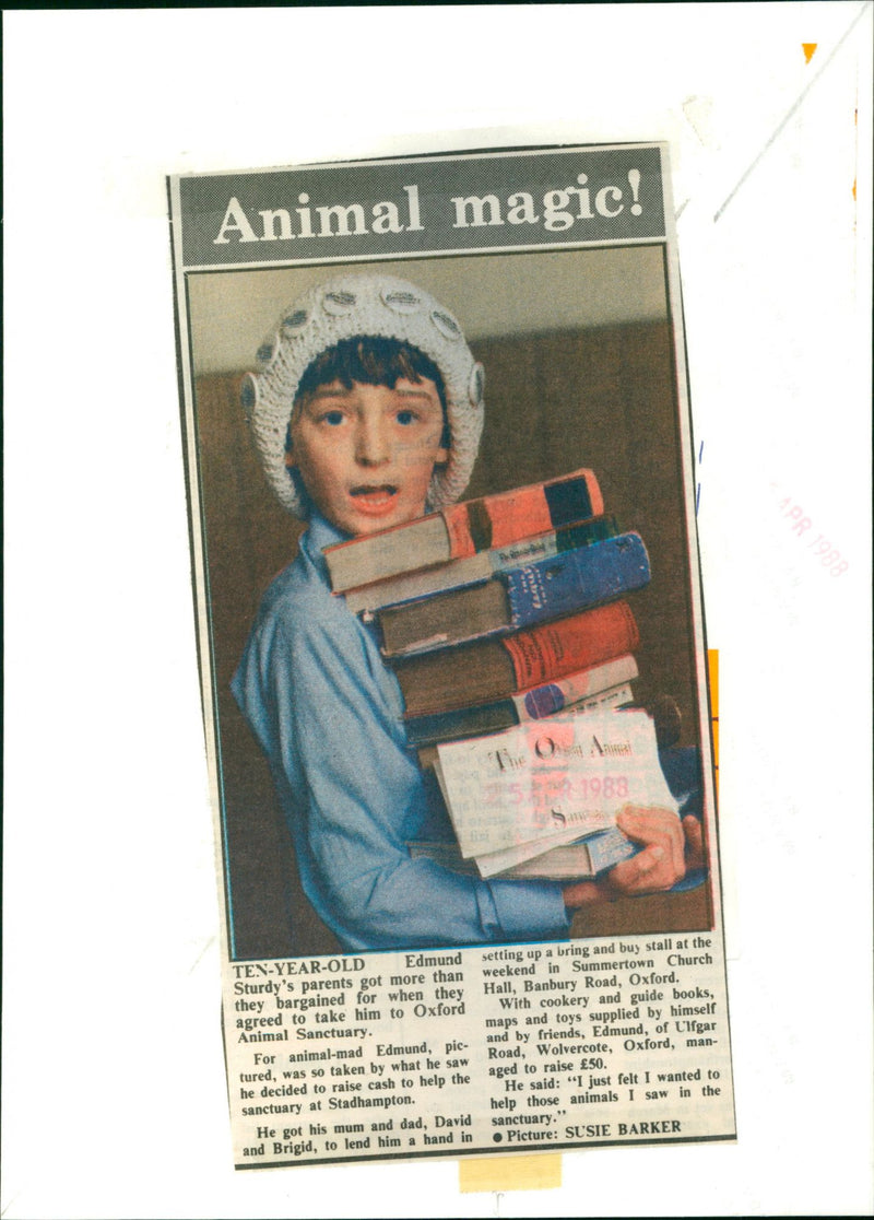Ten-year-old Edmund Sturdy raises money for Oxford Animal Sanctuary. - Vintage Photograph