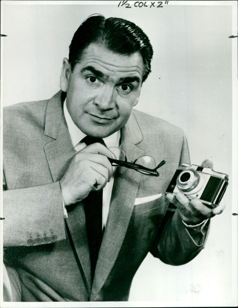 Harry Worth in character for the BBC television series "Here's Harry". - Vintage Photograph