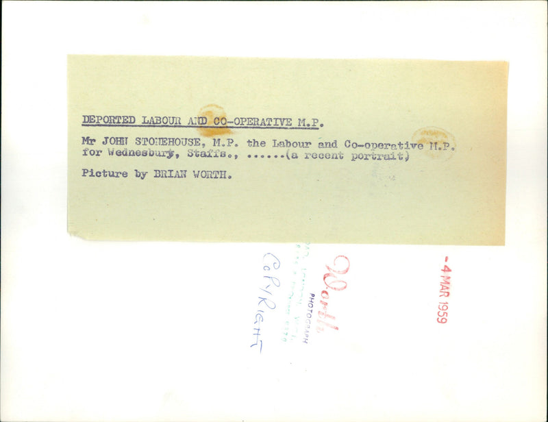 John Stonehouse - Vintage Photograph